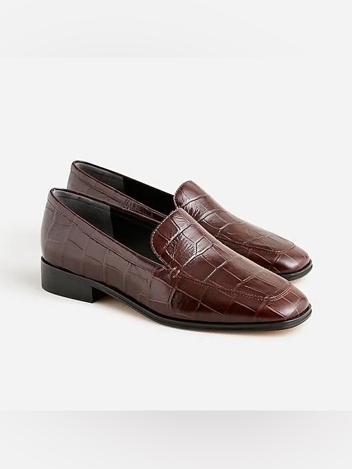 J. Crew || Maison Loafers In Croc-Embossed Italian Leather Brown